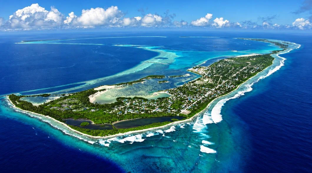 Addu islands surrounded by ocean